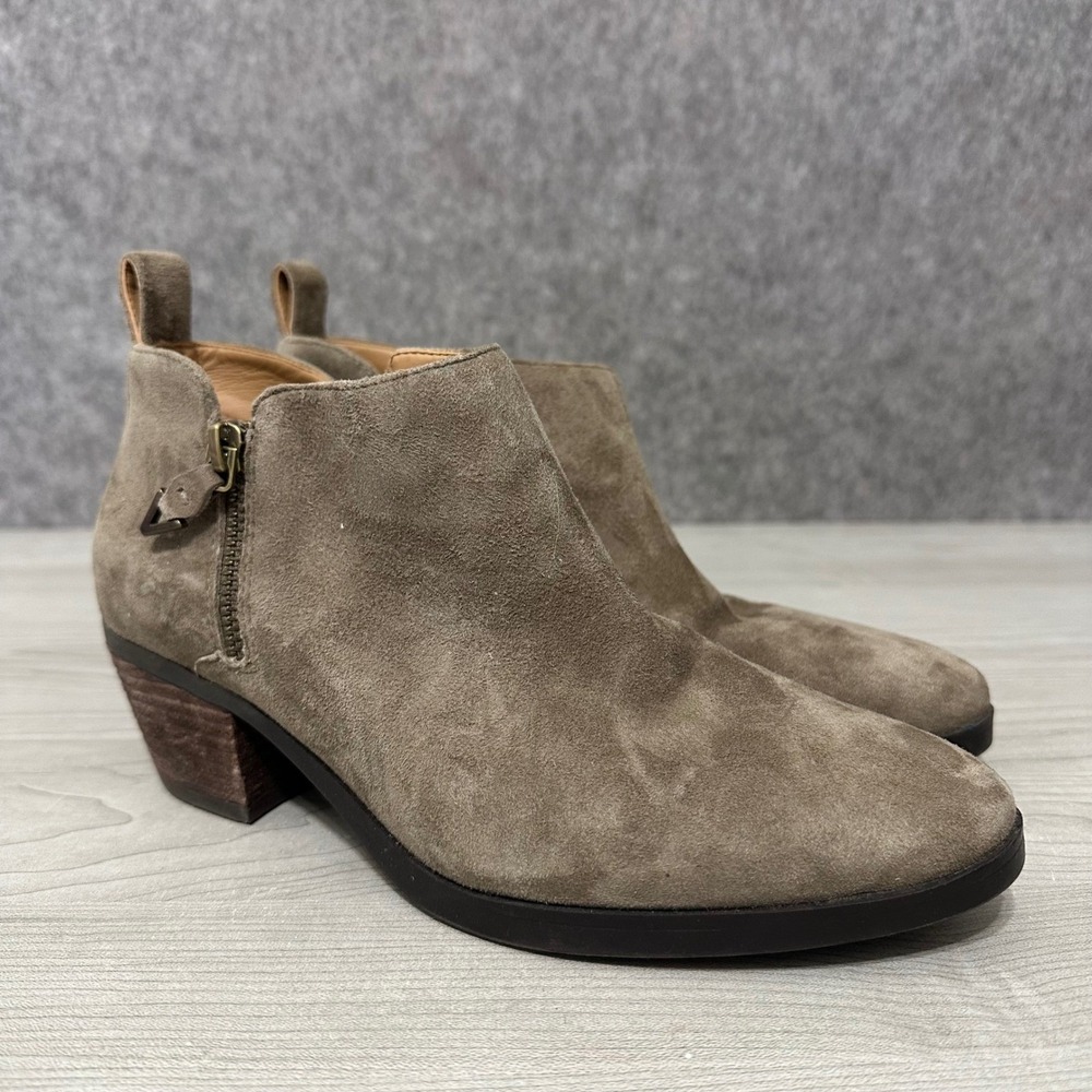 Vionic Cecily Waterproof Suede Ankle Boots Stone Tan 7 Womens Side‎ Zip Booties